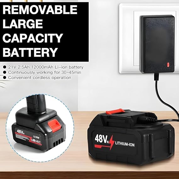 (Double Battery) Cordless Portable Wireless Pressure Washer Gun 48V 12000mAh High Pressure Water Gun for Car Wash and Bike Cleaning with Adjustable Nozzle and 5M Hose Pipe